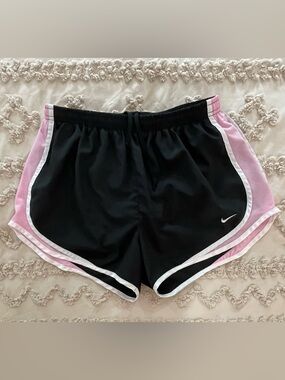 Nike Women's Black Shorts with Pink and White Trim